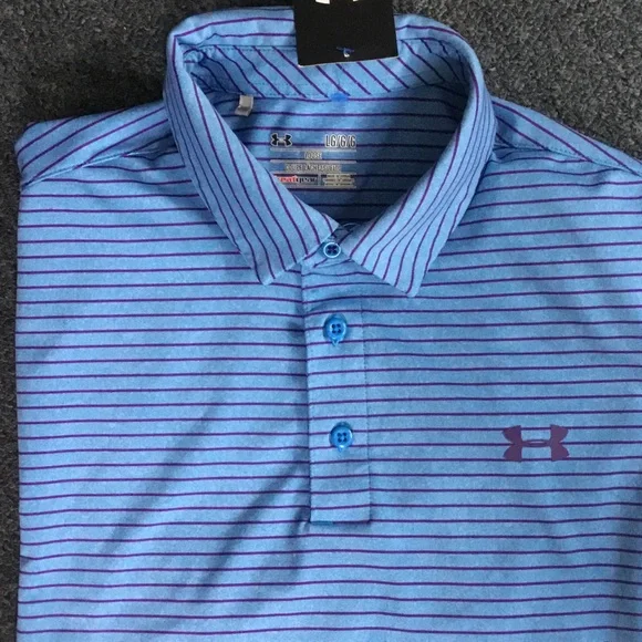 Under Armour Men's Light Blue and Purple Polo Shirt - Picture 3 of 5